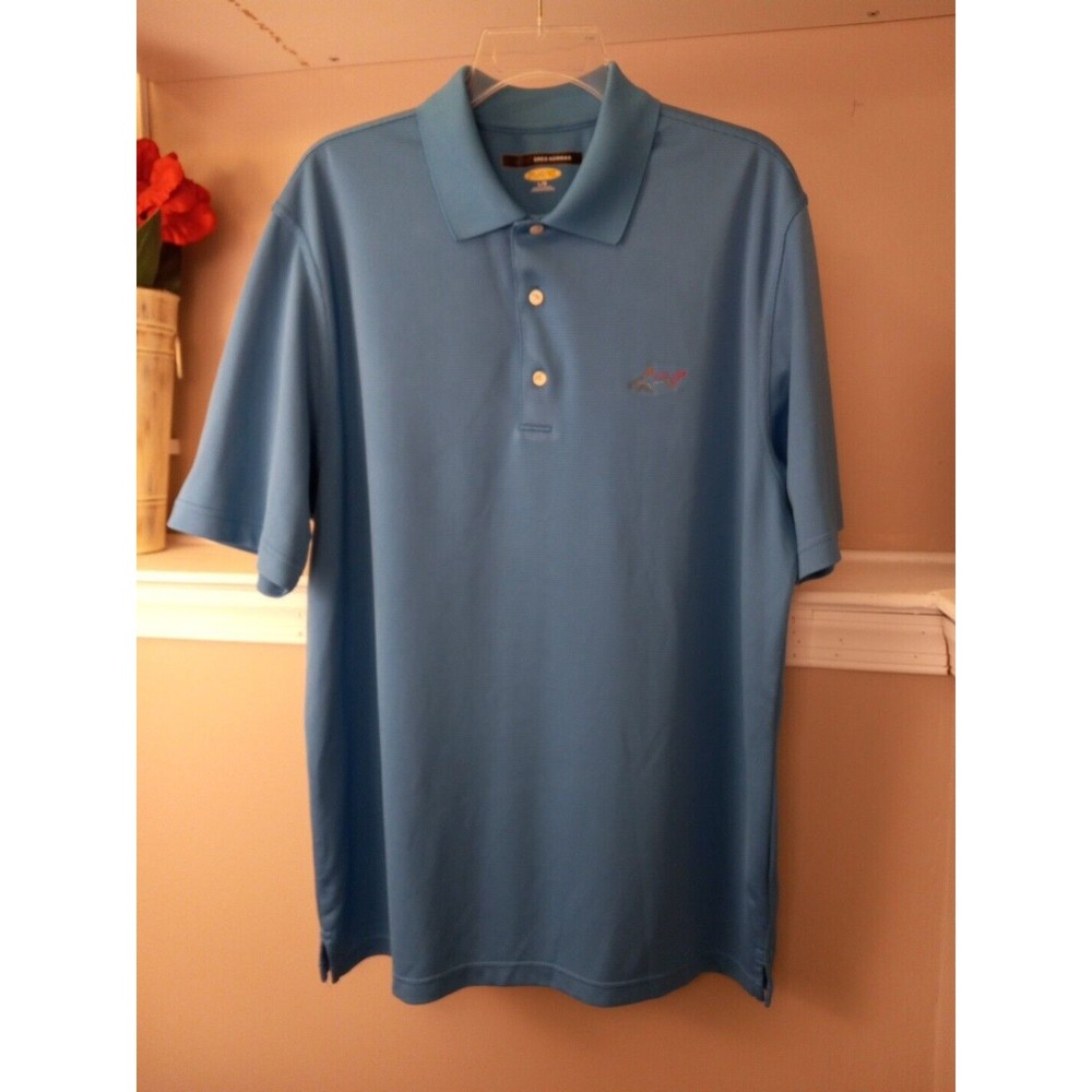 Greg Norman Mens Blue Patterned Play Dry Golf Polo shirt Size large